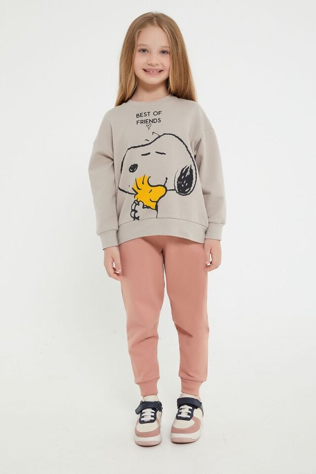 SNOOPY KIZ ÇOCUK EŞOFMAN TAKIMI L1538-3 KUM - 4-5