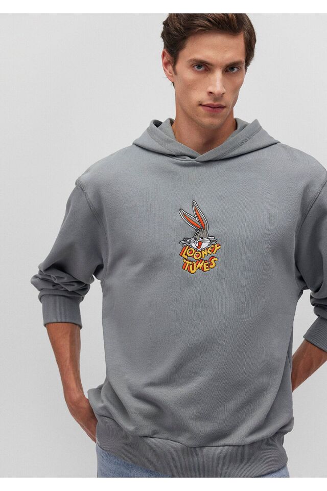 MAVİ ERKEK BUGS BUNNY KAPÜŞONLU SWEATSHIRT Çelik Gr 0S10102-70098