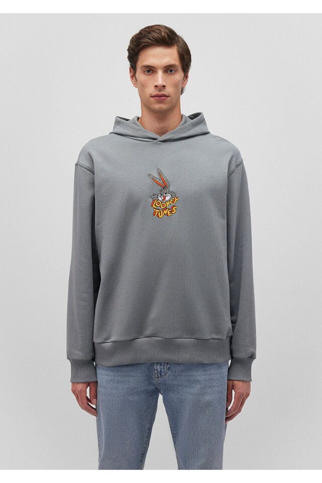 MAVİ ERKEK BUGS BUNNY KAPÜŞONLU SWEATSHIRT Çelik Gr 0S10102-70098