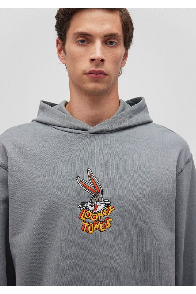 MAVİ ERKEK BUGS BUNNY KAPÜŞONLU SWEATSHIRT Çelik Gr 0S10102-70098