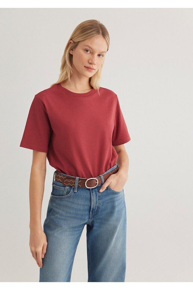 MAVİ KADIN KISA KOLLU BASIC TİŞÖRT Red Ochre 1600965-70450