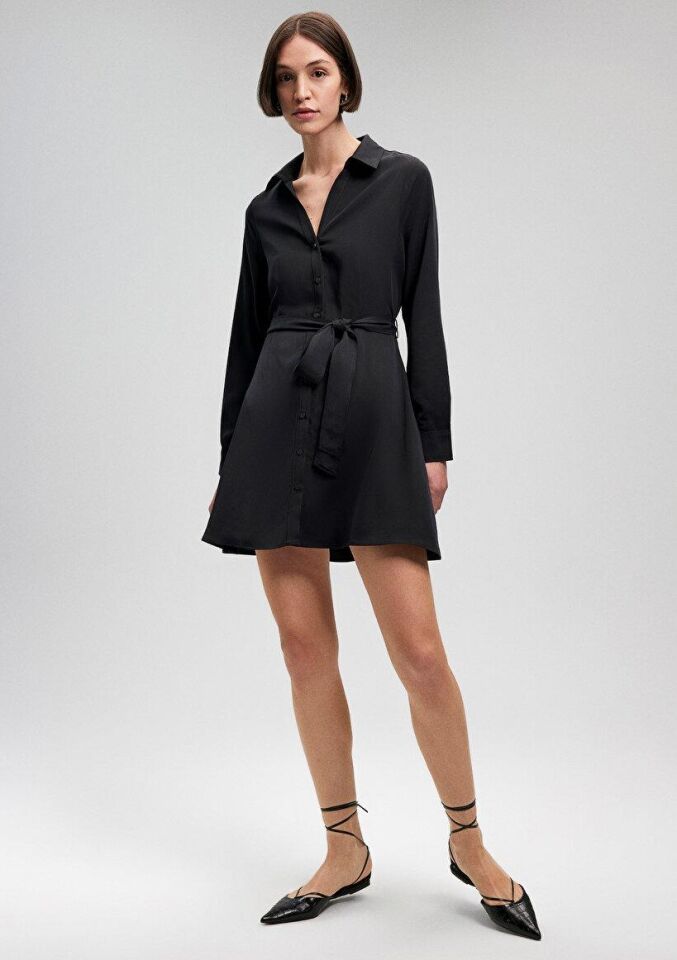 MAVİ KADIN DOKUMA MİNİ ELBİSE Siyah 1310435-900