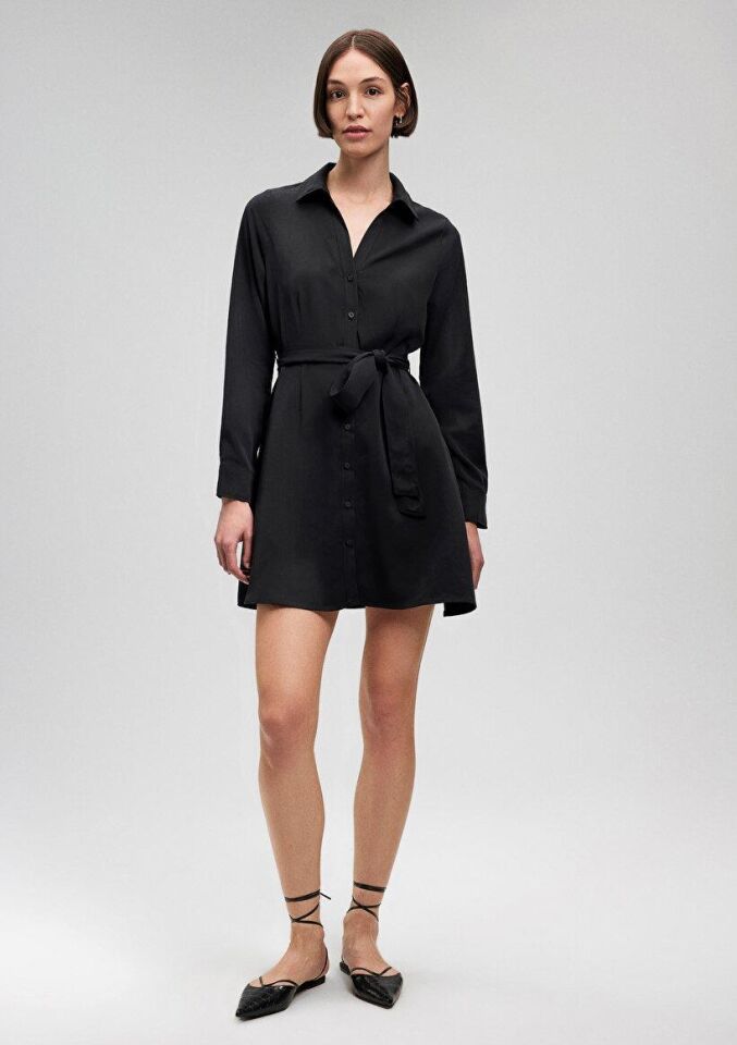 MAVİ KADIN DOKUMA MİNİ ELBİSE Siyah 1310435-900