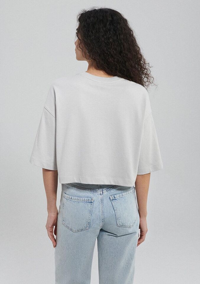 MAVİ KADIN M BASKILI CROP Buz Gri 1611597-70079