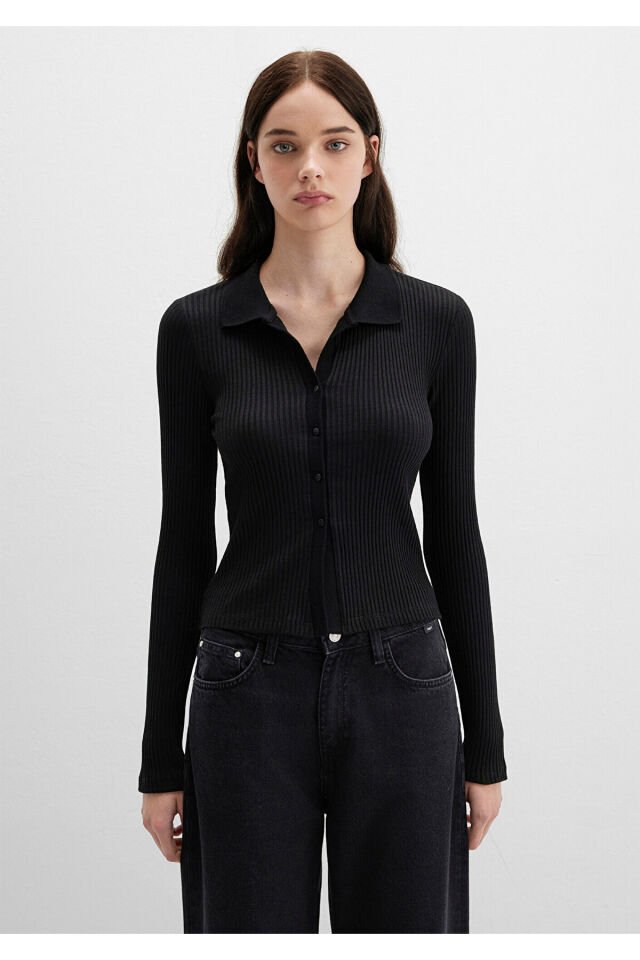 MAVİ KADIN POLO YAKA MODELLI PENYE Siyah 1613594-900