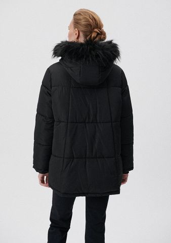 MAVİ KADIN KÜRKLÜ MONT Siyah 1110100-900 SİYAH - XS