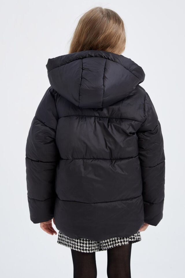 DEFACTO KIZ ÇOCUK PUFFER ŞİŞME MONT KAPÜŞONLU POLAR ASTARLI MONT X6484A6