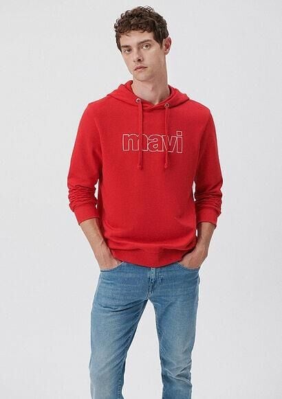 MAVİ ERKEK LOGO KAPÜŞONLU SWEATSHIRT  Acı Kırmızı 065606-82054