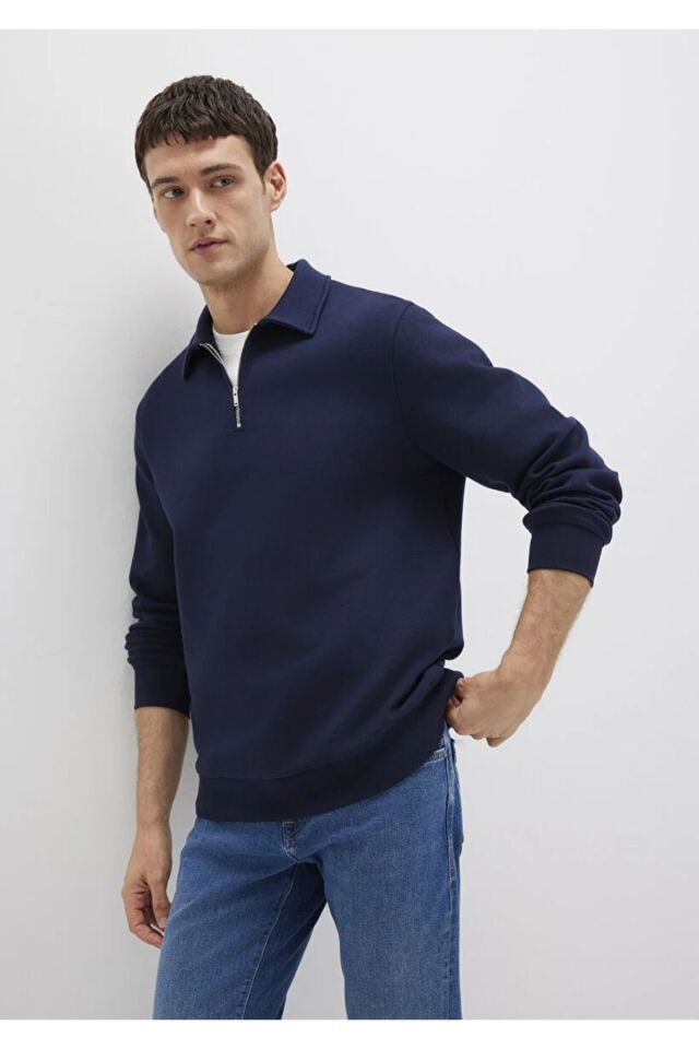 MAVİ ERKEK HALF ZIP SWEATSHIRT Baritone Blue 0S10414-86415