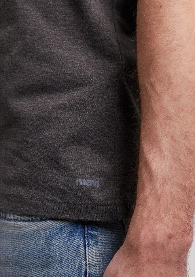 MAVİ ERKEK STRETCH V YAKA TİŞÖRT Koyu Gri Melanj 061748-24398