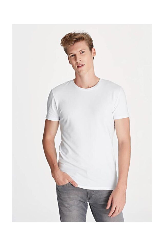 MAVİ ERKEK STRETCH TİŞÖRT Beyaz 061747-620