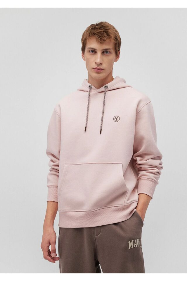 MAVİ ERKEK KAPÜŞONLU SWEATSHIRT Toz Gül Pembe 065809-71150