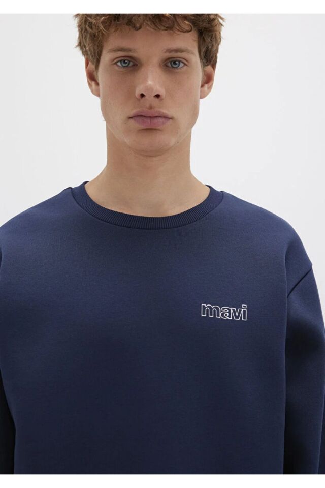 MAVİ ERKEK MAVİ BASKILI SWEATSHIRT Koyu Lacivert 0S10379-70488