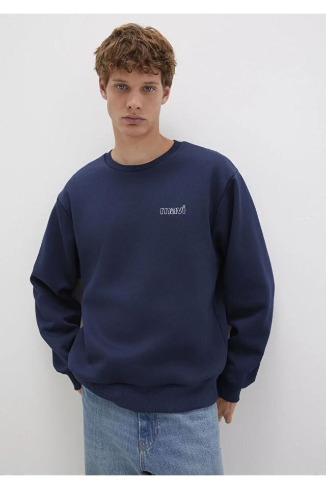 MAVİ ERKEK MAVİ BASKILI SWEATSHIRT Koyu Lacivert 0S10379-70488