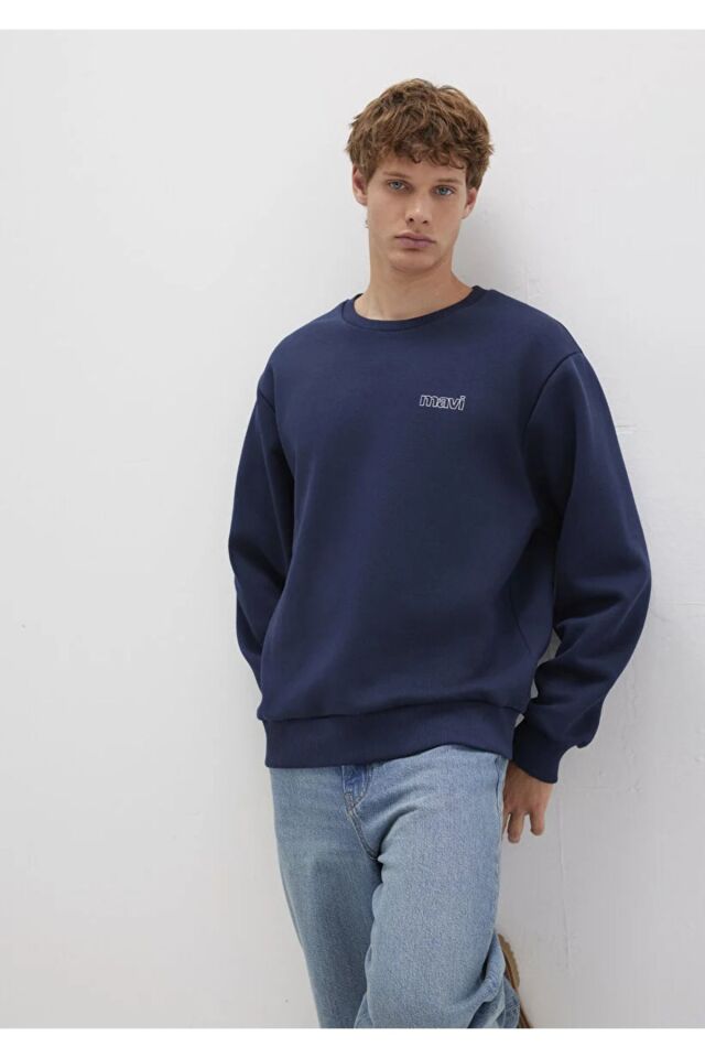 MAVİ ERKEK MAVİ BASKILI SWEATSHIRT Koyu Lacivert 0S10379-70488