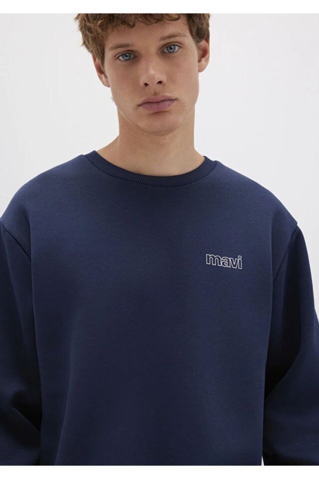 MAVİ ERKEK MAVİ BASKILI SWEATSHIRT Koyu Lacivert 0S10379-70488
