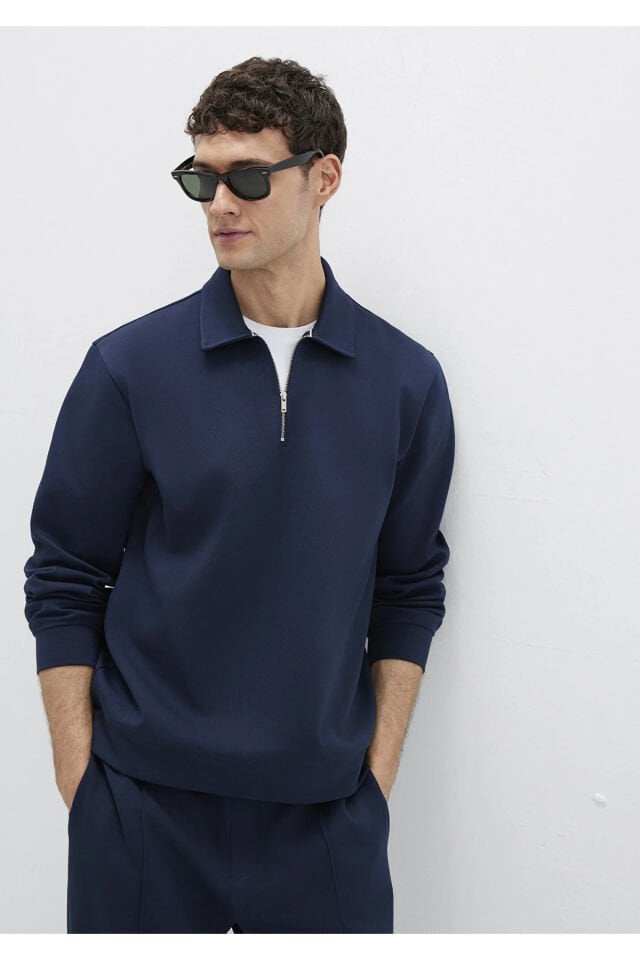 MAVİ ERKEK HALF ZIP SWEATSHIRT Safir Lacivert 0S10382-80872