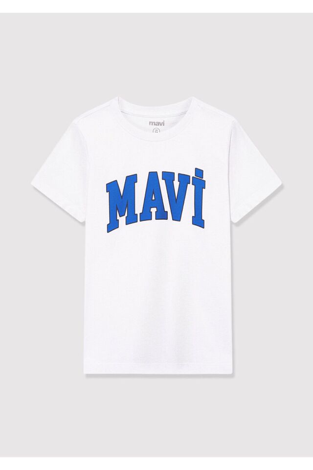 MAVİ KADIN MAVİ LOGO BASKILI TİŞÖRT BEYAZ 6610030-620