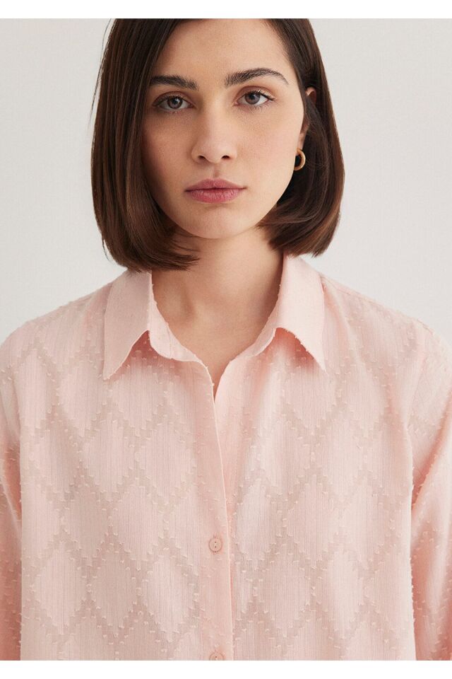 MAVİ KADIN UZUN KOLLU GÖMLEK Şeftali 1211032-71152