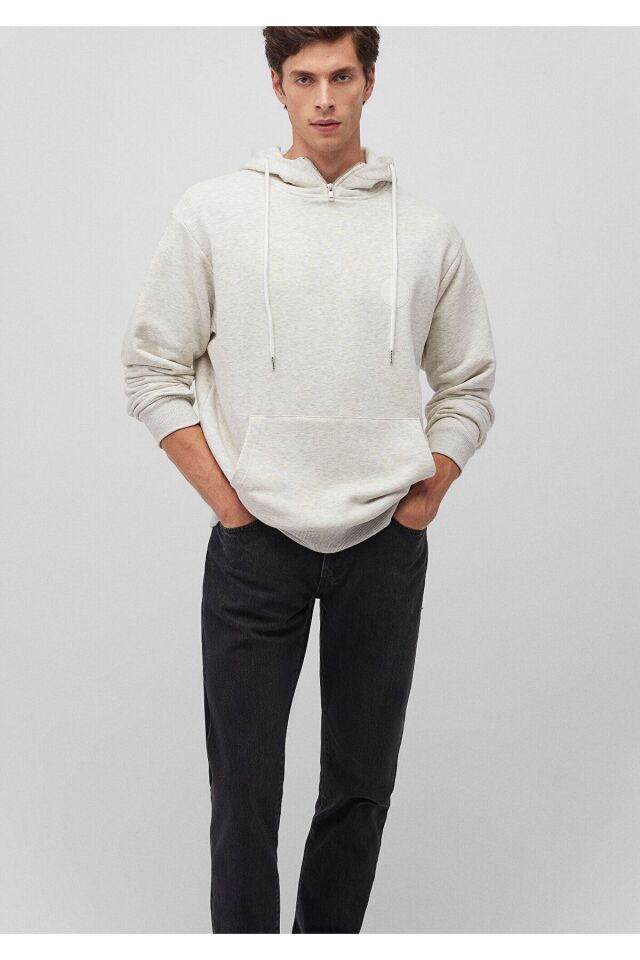 MAVİ ERKEK FERMUARLI KAPÜŞONLU SWEATSHIRT Karip Mel 0S10247-88668