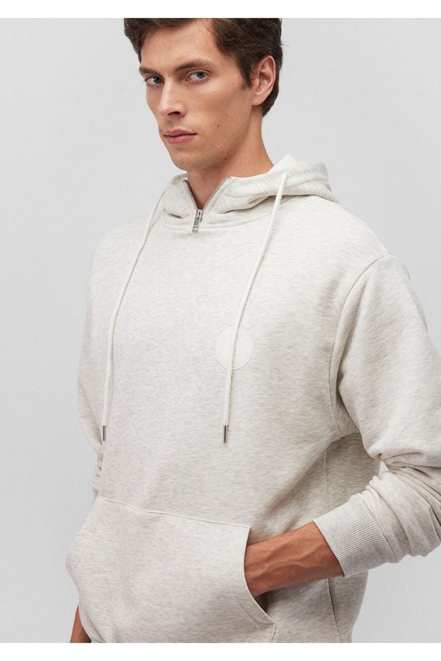 MAVİ ERKEK FERMUARLI KAPÜŞONLU SWEATSHIRT Karip Mel 0S10247-88668