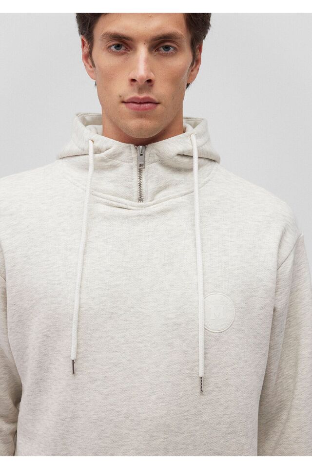 MAVİ ERKEK FERMUARLI KAPÜŞONLU SWEATSHIRT Karip Mel 0S10247-88668