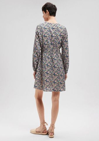 MAVİ KADIN V YAKA MİNİ ELBİSE Spring Flower Print 1310429-86587