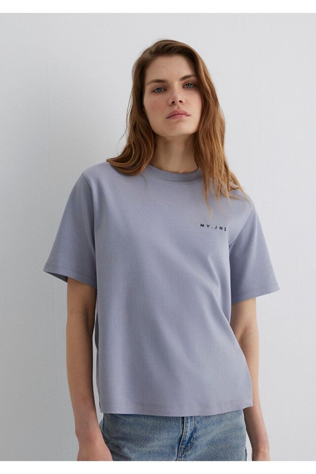 MAVİ KADIN MV BASKILI TİŞÖRT Soluk Mor 1613148-81919