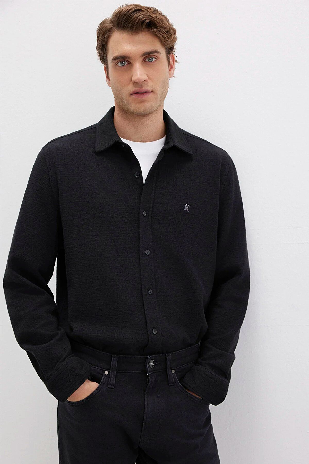 MAVİ ERKEK UZUN KOL GÖMLEK Siyah 0211789-900